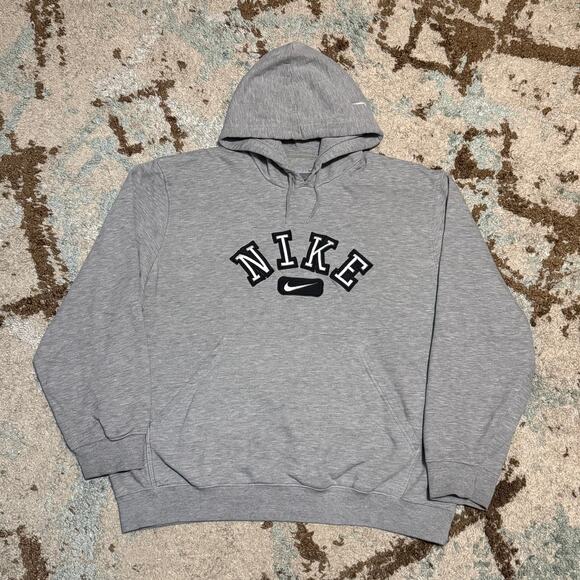 Vintage Nike Spellout Center Swoosh Hoodie Size XL Gray 2000s - Picture 1 of 6